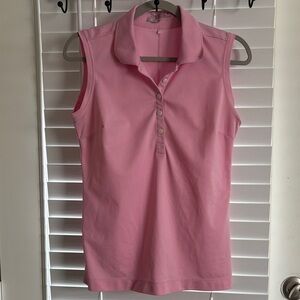 Nike Golf Performance Dri Fit Pink Sleeveless Preppy Polo Tank Top SZ M